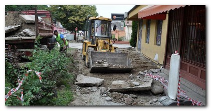 Pešačka staza, glavna Svetosavska ulica u Beočinu