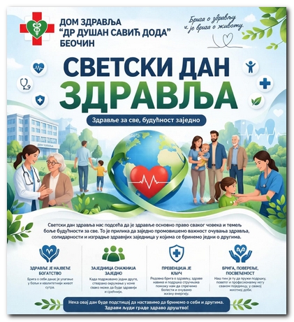 Obeležavanje Svetskog dana zdravlja u Opštini Beočin &ndash; Dom zdravlja &bdquo;DR Dušan Savić Doda&ldquo; sprovodi niz aktivnosti i besplatnih preventivnih pregleda za građane